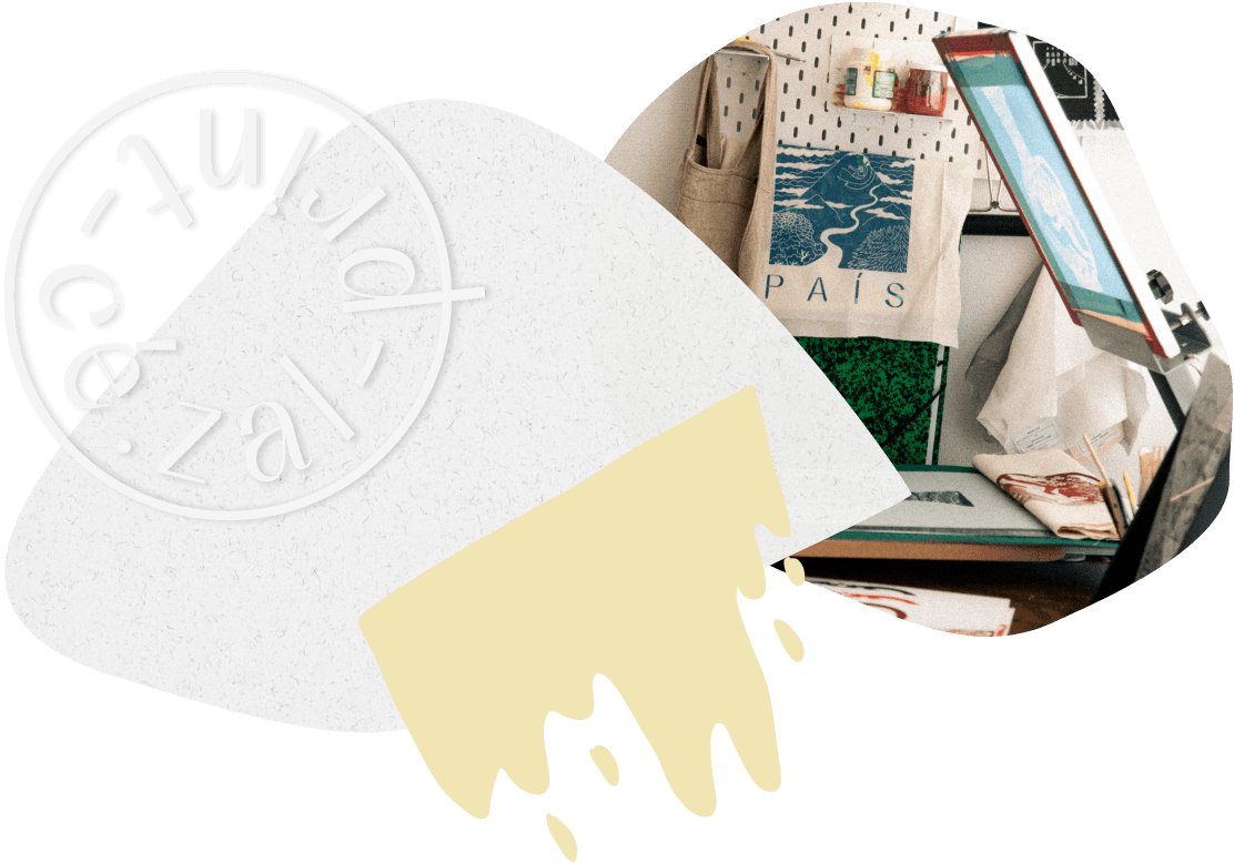 Illustration de l'activité de sérigraphie du studio'